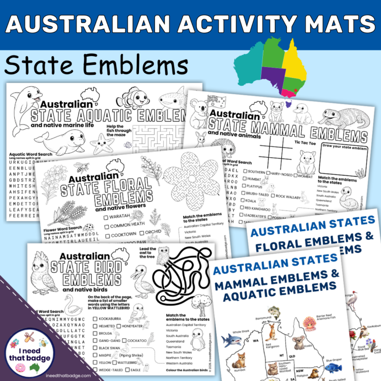 Aussie State Emblem Activity Mats Cover INTB