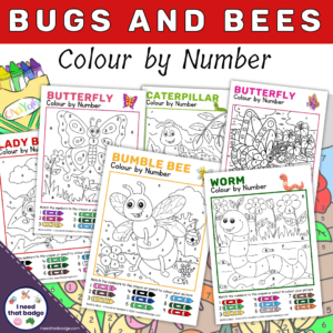 Bugs & Bees Colour by Number Worksheets