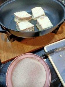 Cooking in frypan