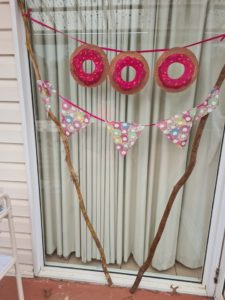 Three doughnuts and flags