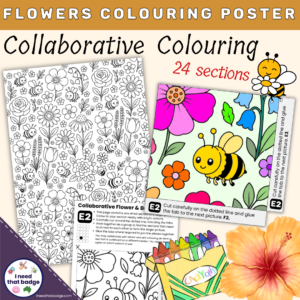 Bees & Flowers Collaborative Colouring Poster