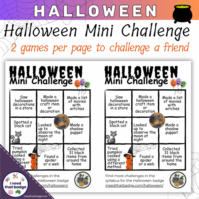 Halloween Mini Challenge Bingo