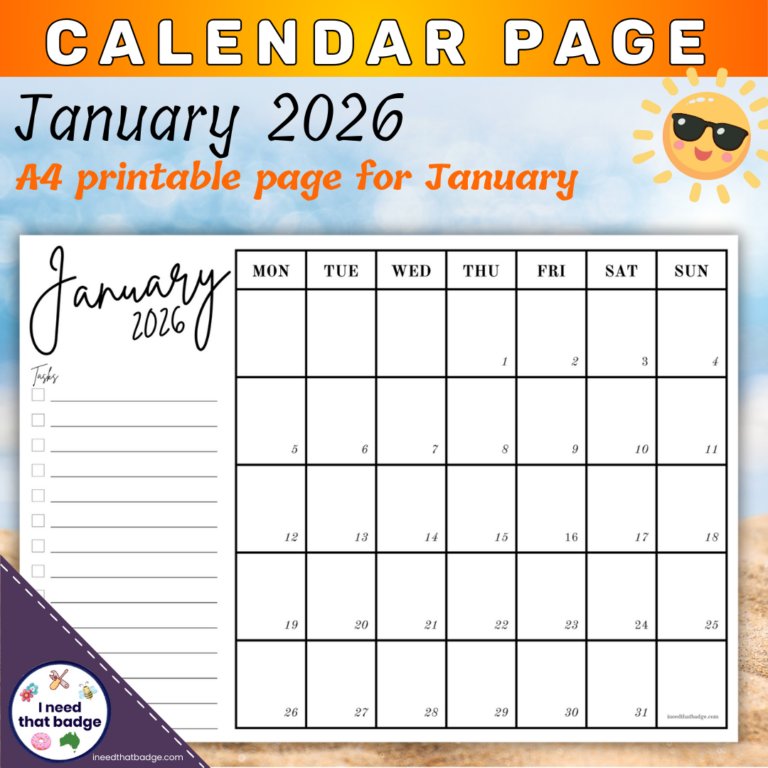 January Calendar Page INTB