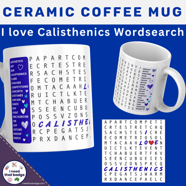 I love Calisthenics Wordsearch - Ceramic Mug