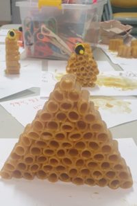 Bee hive made of pasta
