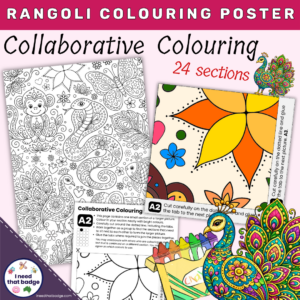 Rangoli Animal Collaborative Colouring Poster