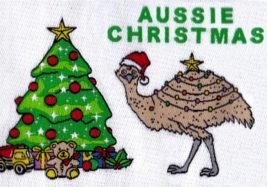 Badge with emu and Christmas tree