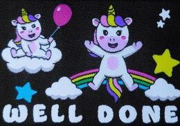 Jumping unicorn with balloon